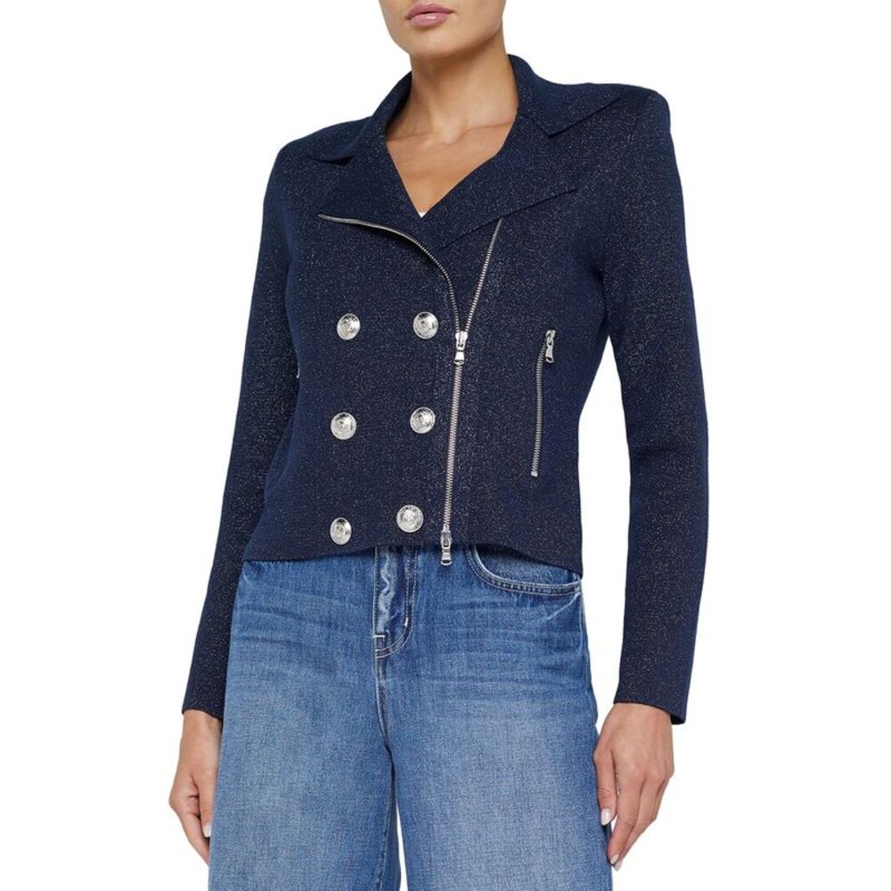 L’Agence Womens Chia Metallic Knit Biker